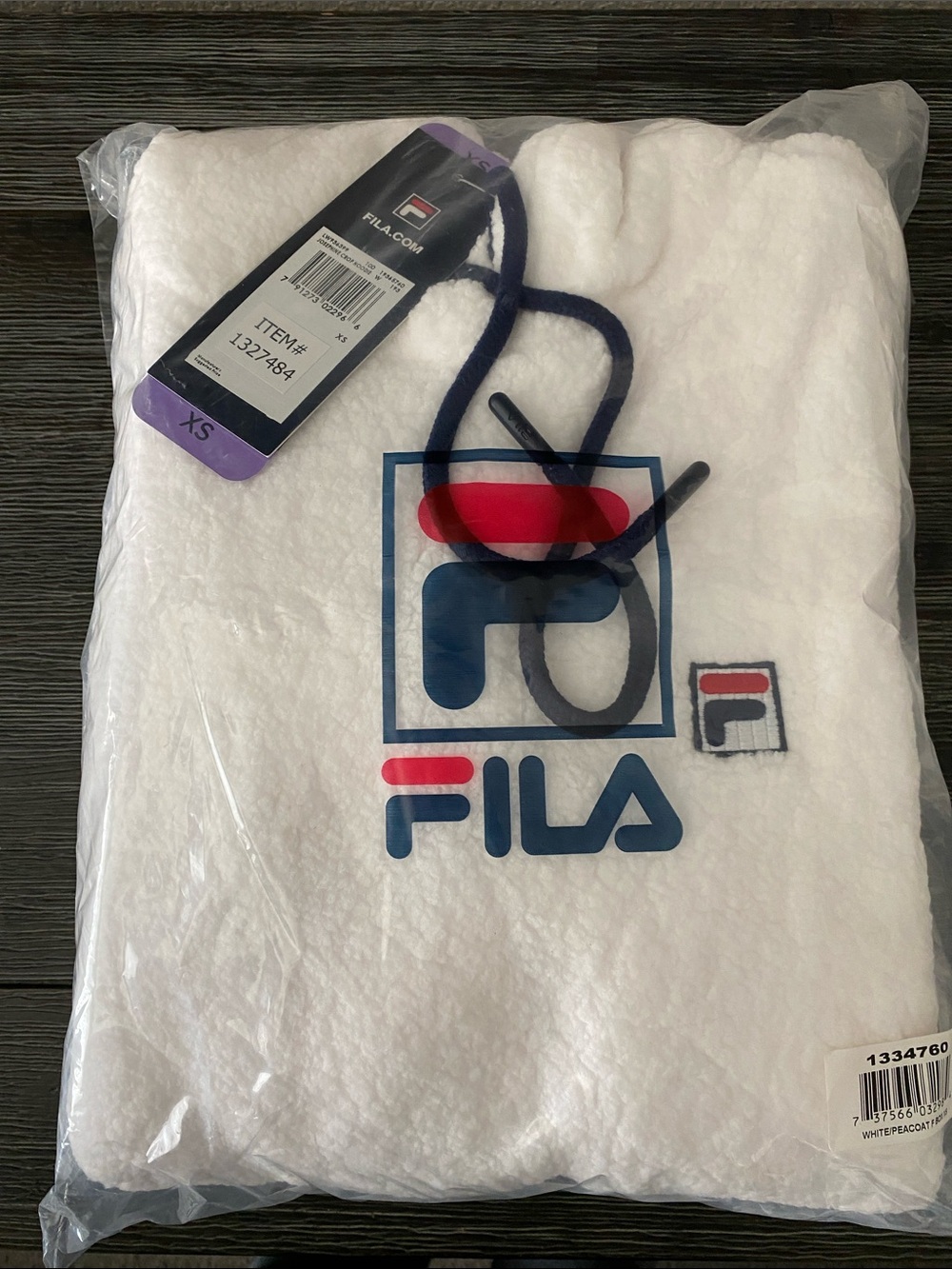 Fila White Hoodie with Navy and Red Logo